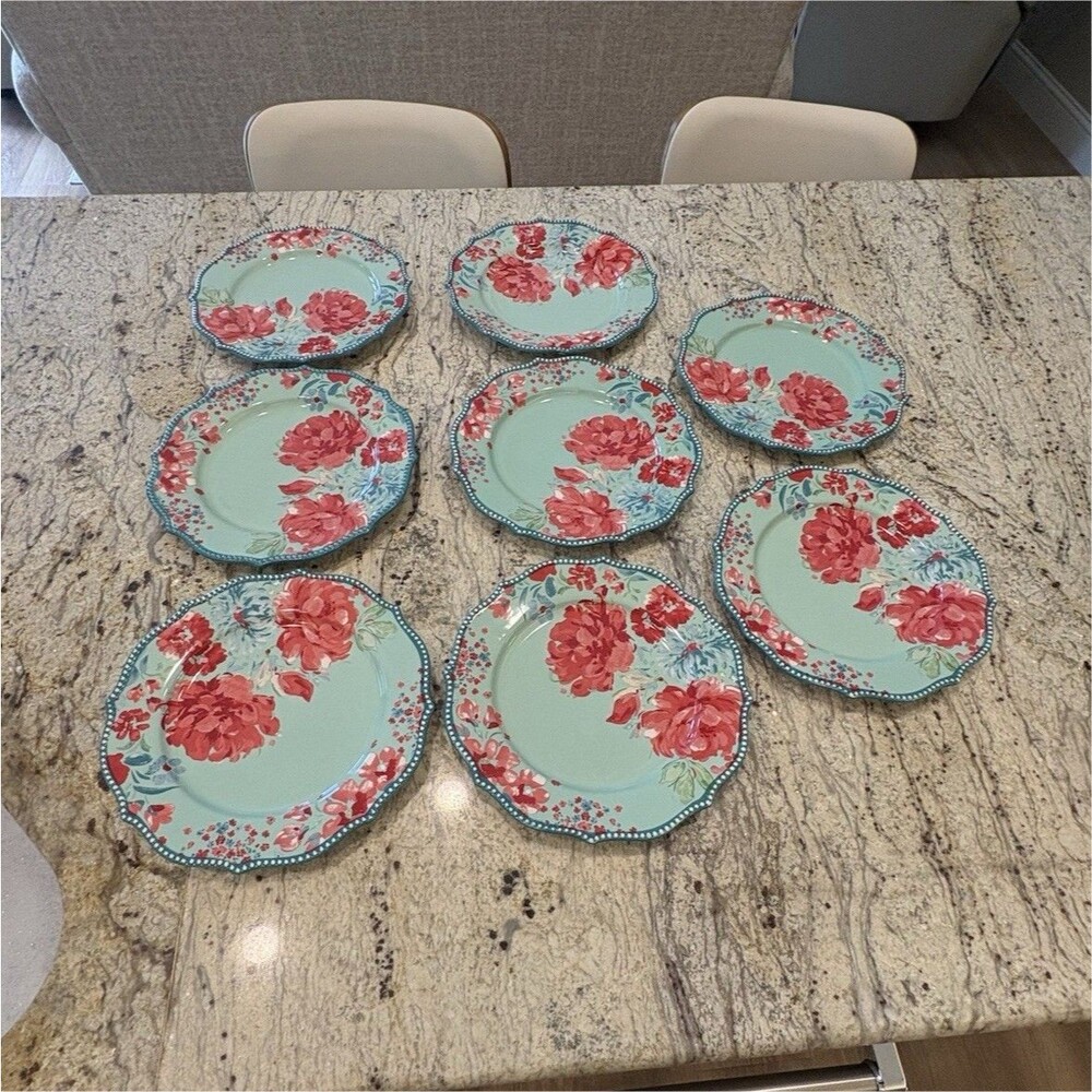 Pioneer Woman Floral Set of 8 Gorgeous Garden Stoneware